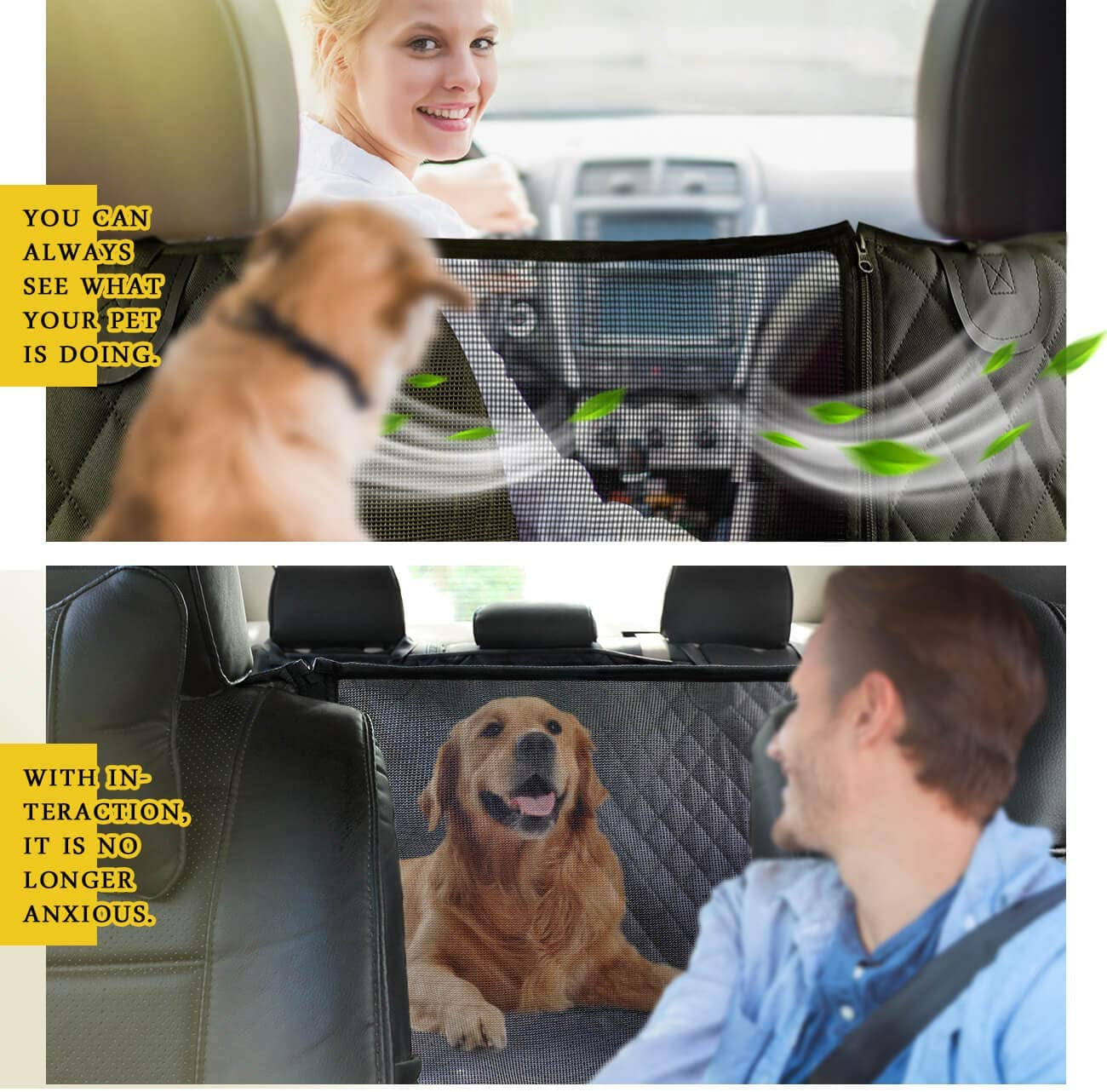 Waterproof Rear Seat Pet Hammock with Mesh - Standard Size