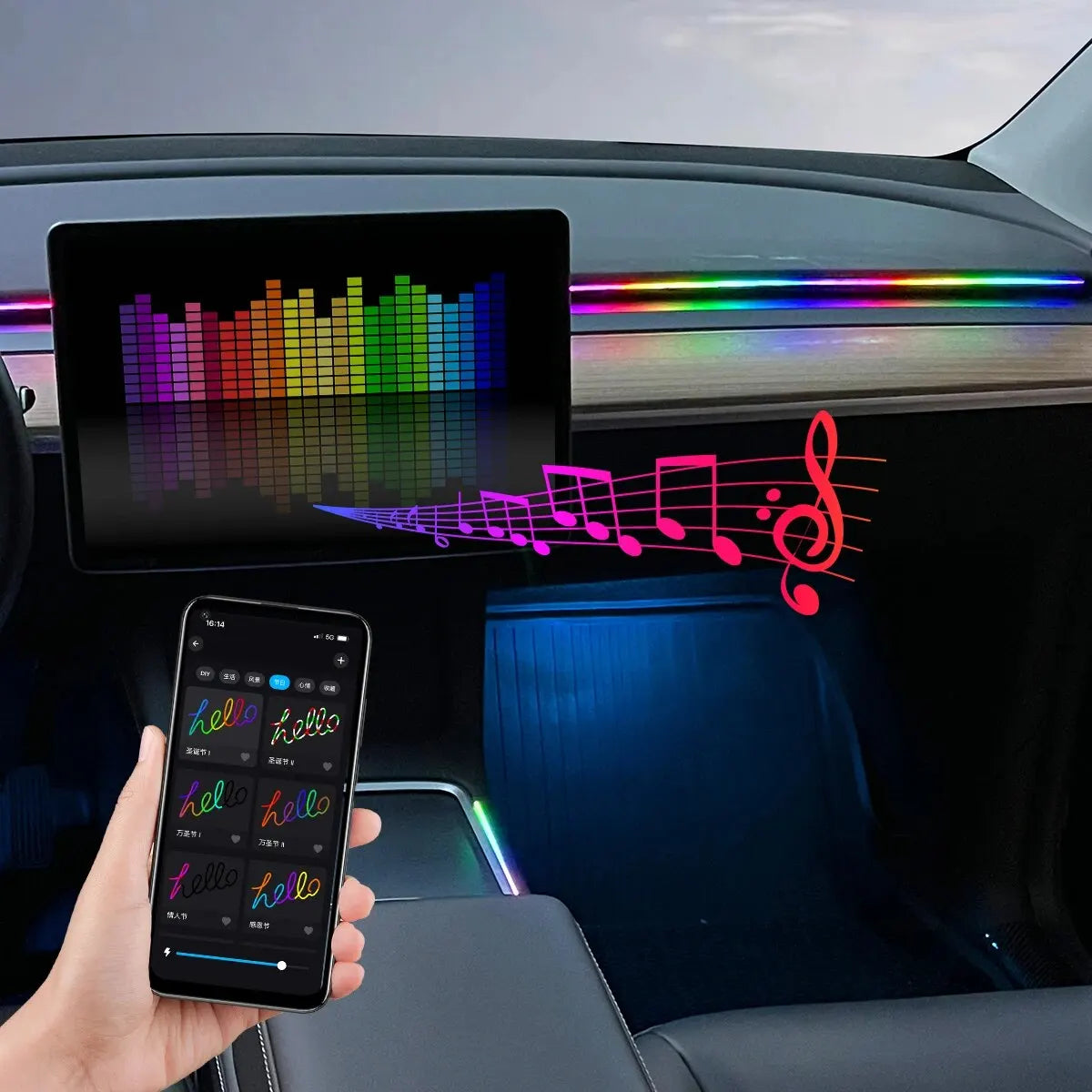 64 Color LED Ambient Light Strips
