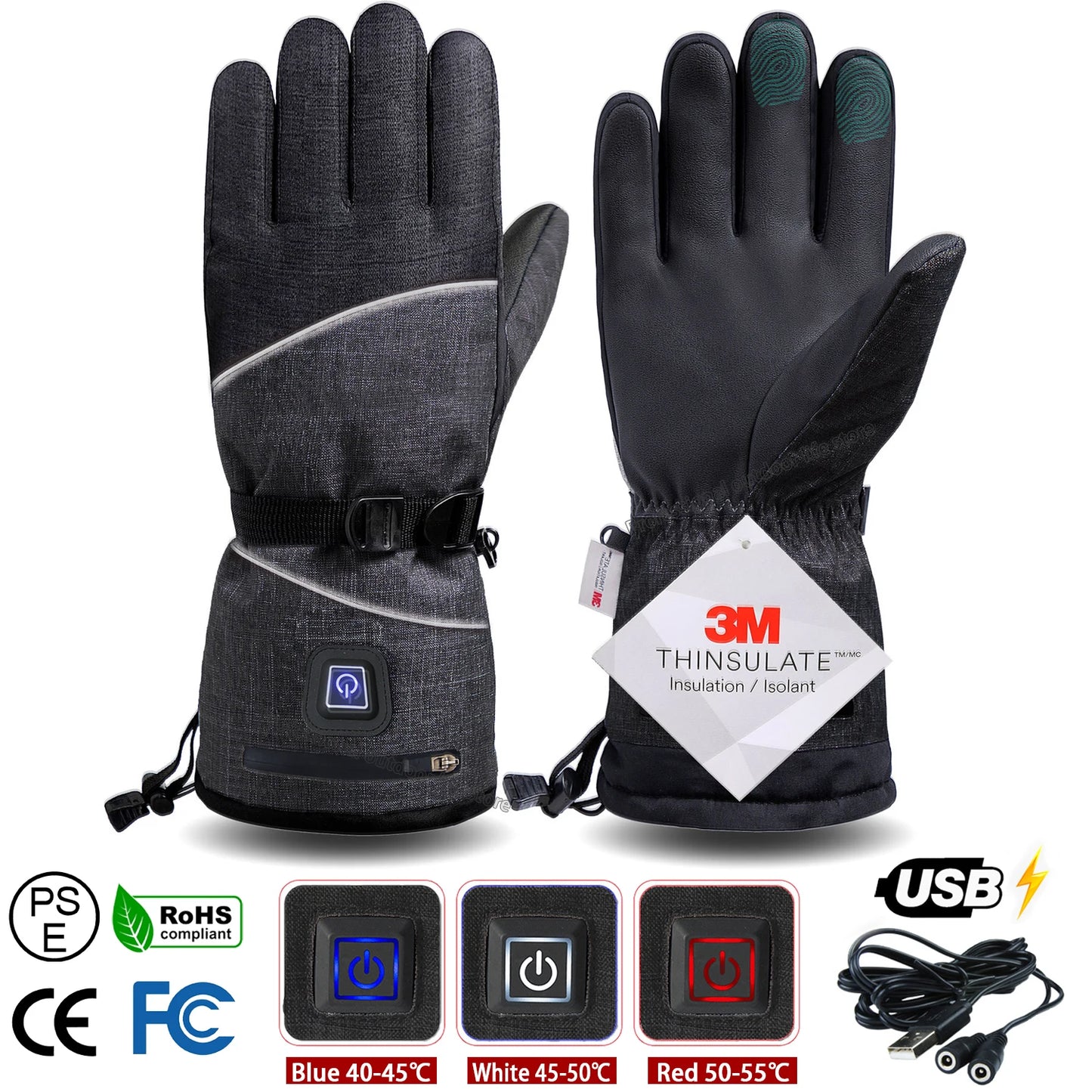 Rechargeable Thermal Gloves with 3M Cotton