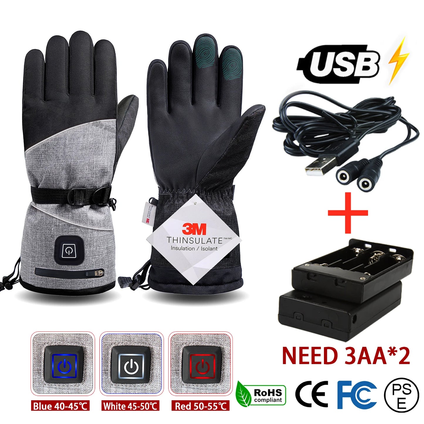 Rechargeable Thermal Gloves with 3M Cotton