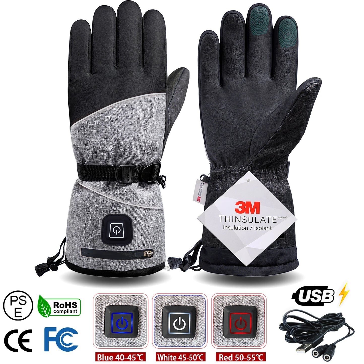 Rechargeable Thermal Gloves with 3M Cotton