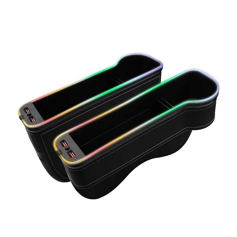 Color Changing LED Cup Holder/Crevice Storage with 2 Usb Charge Ports