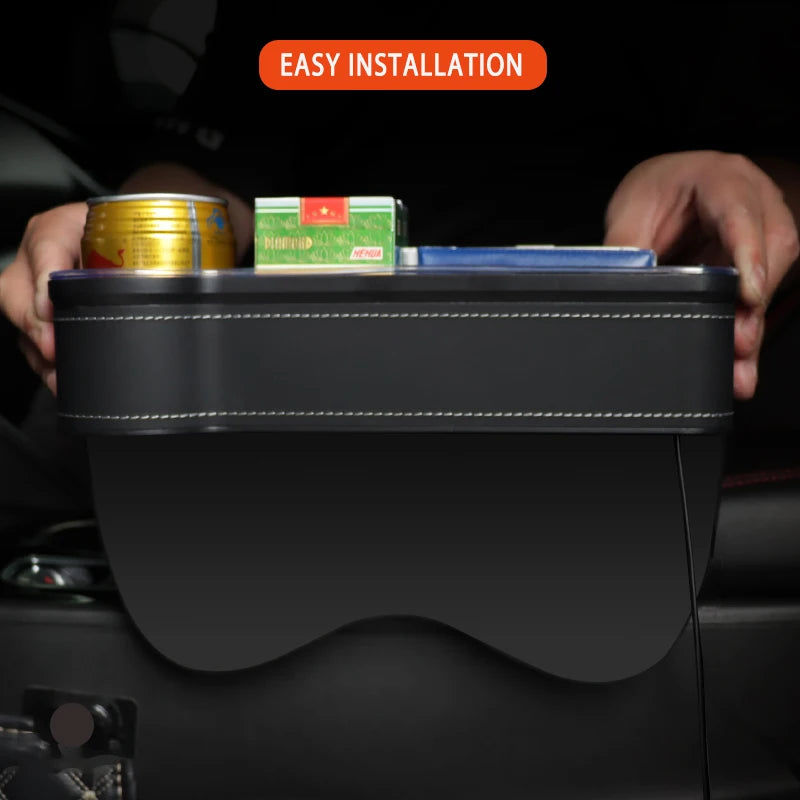 Color Changing LED Cup Holder/Crevice Storage with 2 Usb Charge Ports