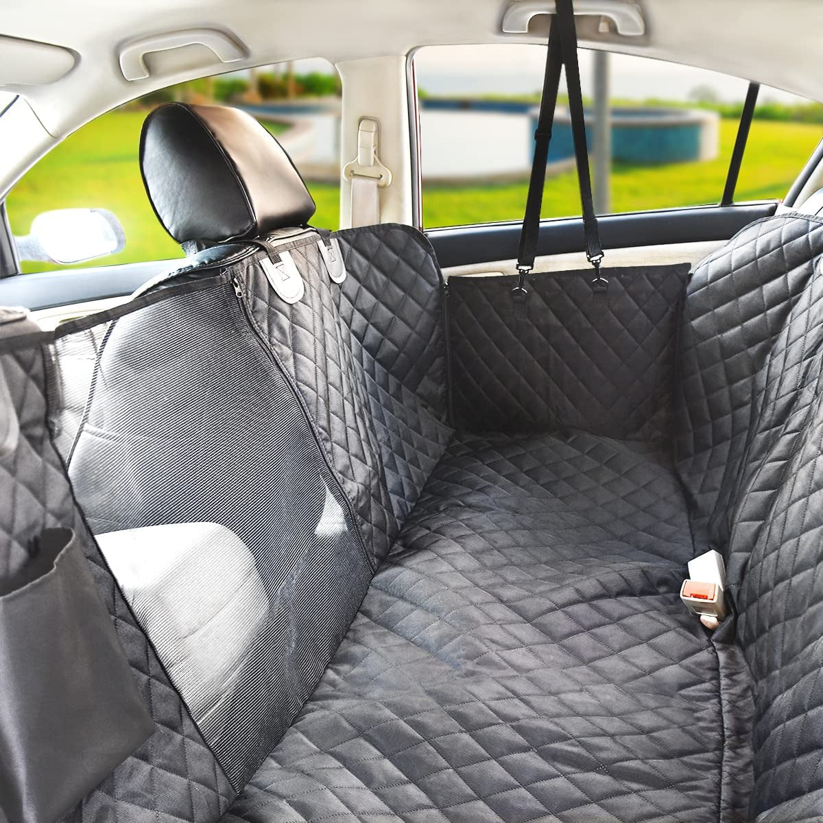 Waterproof Rear Seat Pet Hammock with Mesh - Standard Size