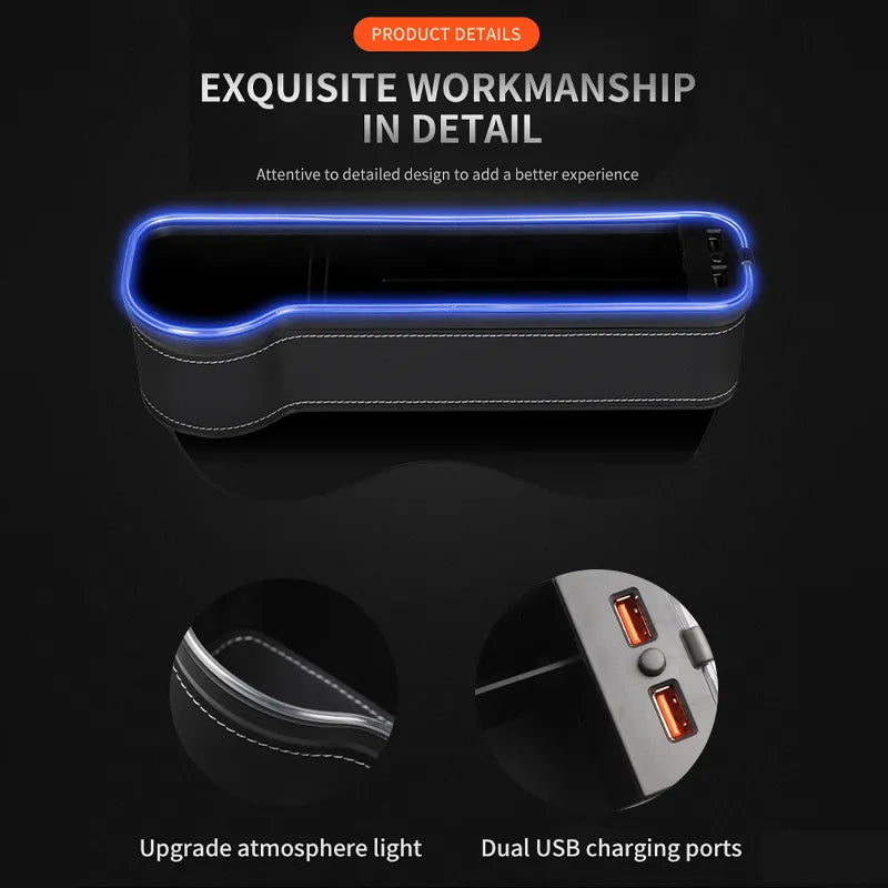 Color Changing LED Cup Holder/Crevice Storage with 2 Usb Charge Ports