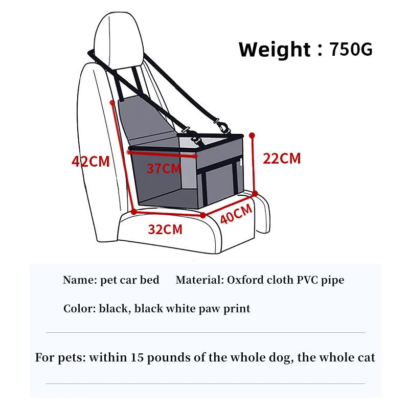 Folding Pet Car Seat Carrier