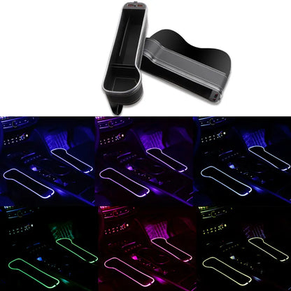 Color Changing LED Cup Holder/Crevice Storage with 2 Usb Charge Ports