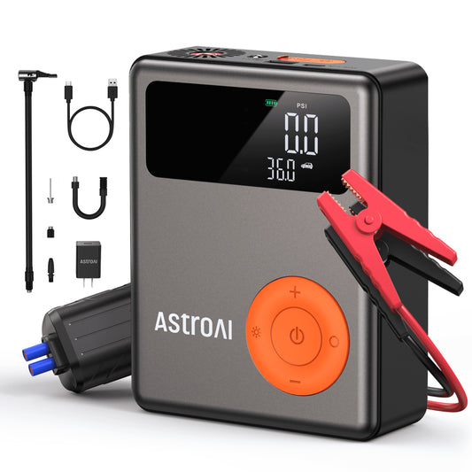1750A 12V Portable Battery Jump Starter with Air Compressor (Jumper Cables Included)